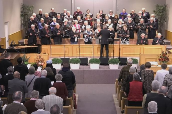 choir singing with congregation participating