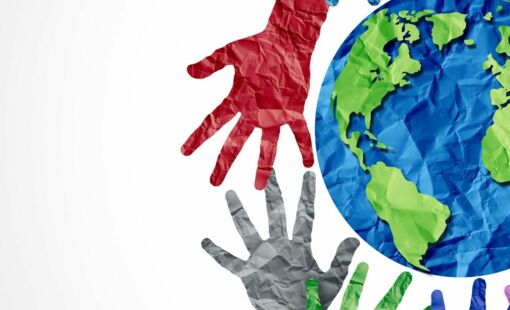 Image of world with overlapping hands