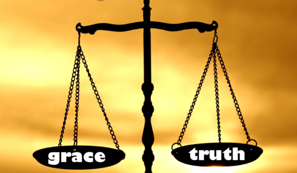 Grace and Truth on opposite sides of balance scale