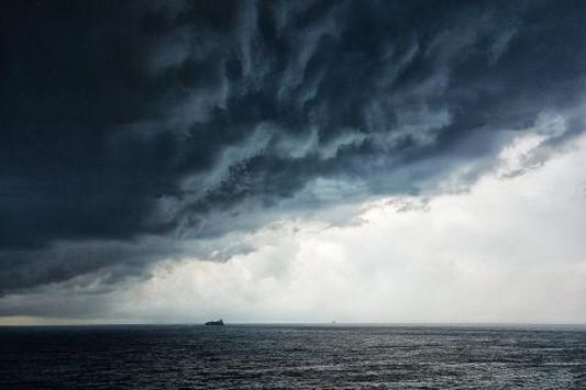 Stormy clouds above the sea